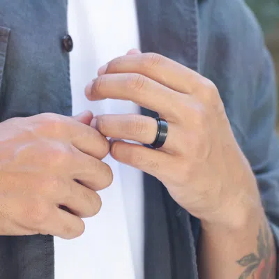 Evesaddiction Men's Black Stainless Steel Spinner Ring In Black