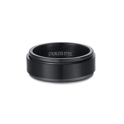Evesaddiction Men's Black Stainless Steel Spinner Ring In Black