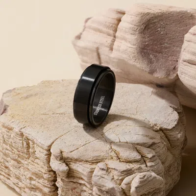 Evesaddiction Men's Black Stainless Steel Spinner Ring In Black