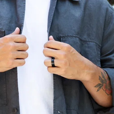 Evesaddiction Men's Black Stainless Steel Spinner Ring In Black