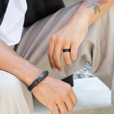 Evesaddiction Men's Black Stainless Steel Spinner Ring In Black