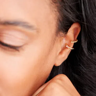 Evesaddiction Cz And Textured Ear Cuff Set In Gold