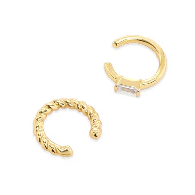 Evesaddiction Cz And Textured Ear Cuff Set In Gold