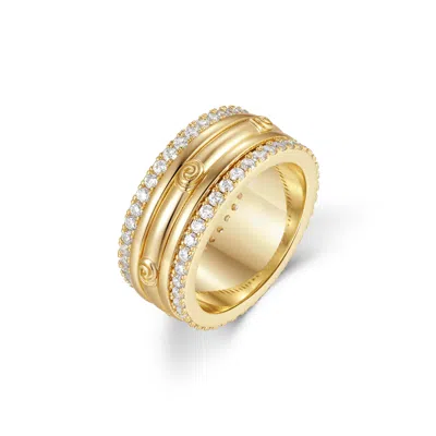 Evesaddiction Waterproof Textured Fidget Ring In Gold
