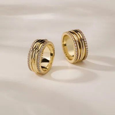 Evesaddiction Waterproof Textured Fidget Ring In Gold