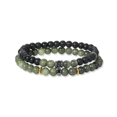 Evesaddiction Men's Jade Beaded Bracelet Set In Multi