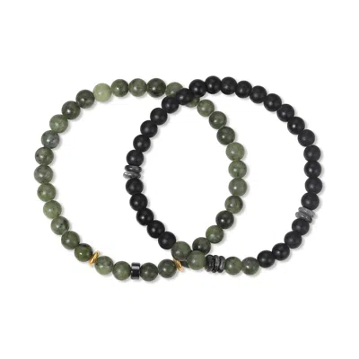 Evesaddiction Men's Jade Beaded Bracelet Set In Multi