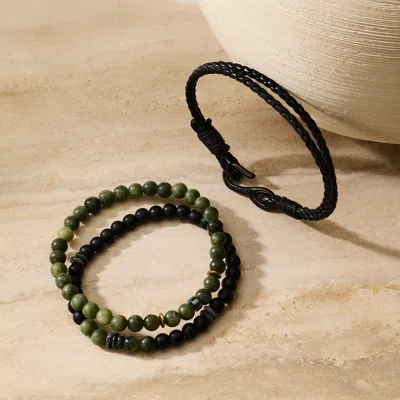 Evesaddiction Men's Jade Beaded Bracelet Set In Multi