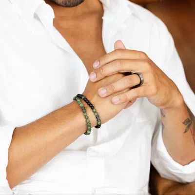 Evesaddiction Men's Jade Beaded Bracelet Set In Multi