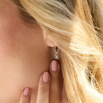 Evesaddiction Custom Teardrop Birthstone Bezel Earrings In Gold