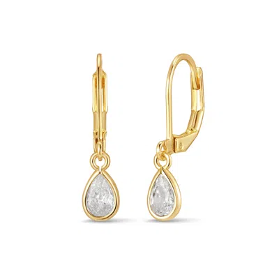 Evesaddiction Custom Teardrop Birthstone Bezel Earrings - Gold / April In Gold