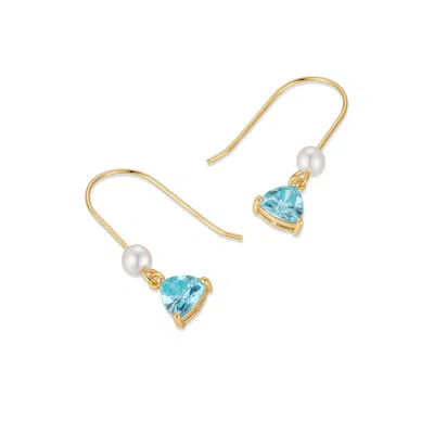 Evesaddiction Custom Birthstone Drop Pearl Earrings In Gold