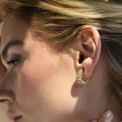 Evesaddiction Waterproof Texture Hoop Clip On Earrings In Gold