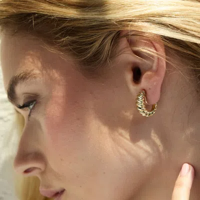 Evesaddiction Waterproof Texture Hoop Clip On Earrings In Gold