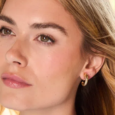 Evesaddiction Waterproof Polished Hoop Clip On Earrings In Gold