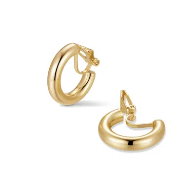 Evesaddiction Waterproof Polished Hoop Clip On Earrings In Gold