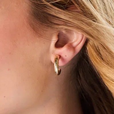 Evesaddiction Waterproof Polished Hoop Clip On Earrings In Gold