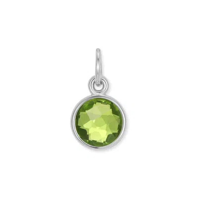 Evesaddiction Cz Bezel Drop Charm - Silver / August In Green