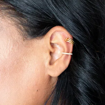 Evesaddiction Cz And Triple Cuff Earring Set In Gold