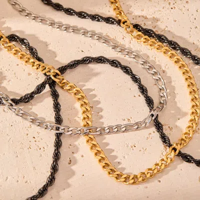 Evesaddiction Men's Stainless Steel Curb Chain Necklace In Metallic