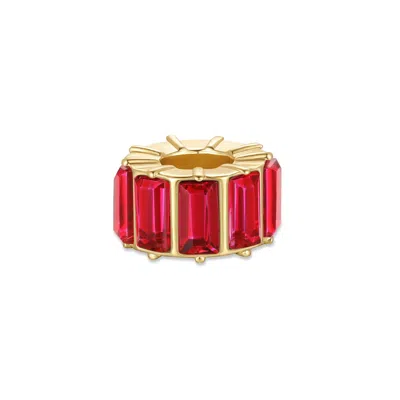 Evesaddiction Baguette Birthstone Bead Spacer - Gold / July In Red