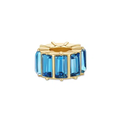 Evesaddiction Baguette Birthstone Bead Spacer - Gold / Decemeber In Blue