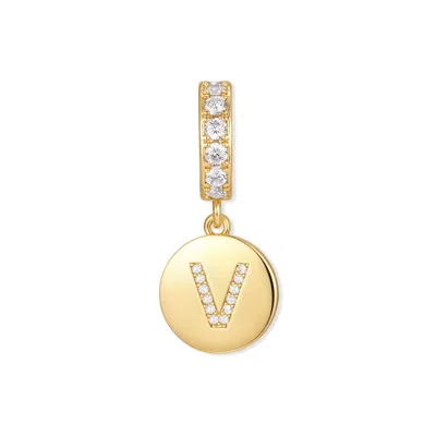 Evesaddiction Crystal Initial Dangle Charm - Gold / V In Gold