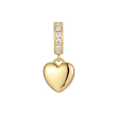 Evesaddiction Puffy Heart Dangle Spacer Charm In Gold