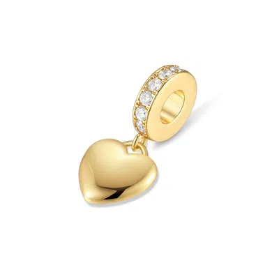 Evesaddiction Puffy Heart Dangle Spacer Charm In Gold