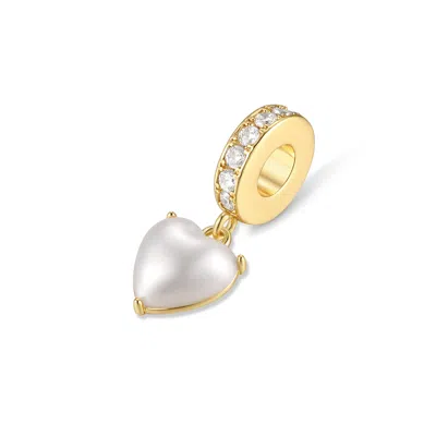 Evesaddiction Pearl Heart Dangle Spacer Charm In White