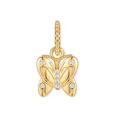 Evesaddiction Crystal Butterfly Dangle Spacer Charm In Gold
