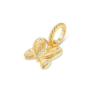 Evesaddiction Crystal Butterfly Dangle Spacer Charm In Gold