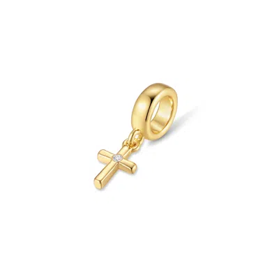Evesaddiction Mini Cross Dangle Spacer Charm In Gold