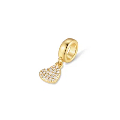 Evesaddiction Mini Heart Dangle Spacer Charm In Gold