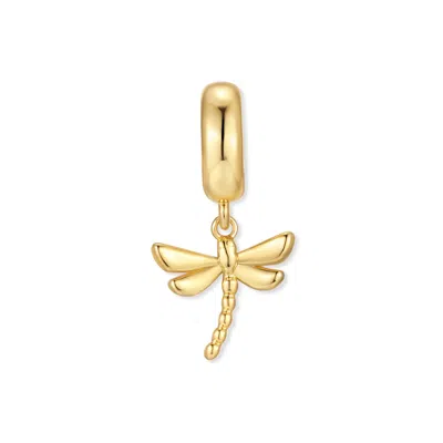Evesaddiction Mini Dragon Fly Dangle Spacer Charm In Gold