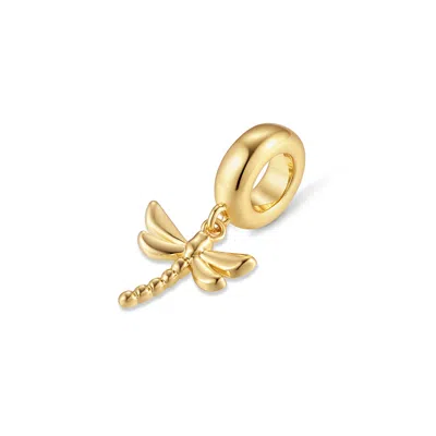 Evesaddiction Mini Dragon Fly Dangle Spacer Charm In Gold