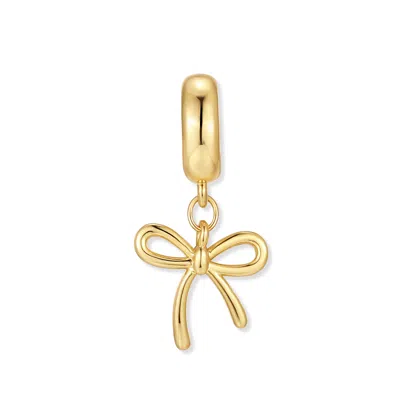 Evesaddiction Mini Bow Dangle Spacer Charm In Gold