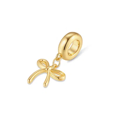 Evesaddiction Mini Bow Dangle Spacer Charm In Gold