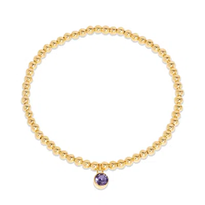 Evesaddiction Custom Bezel Birthstone Charm Bead Bracelet In Gold