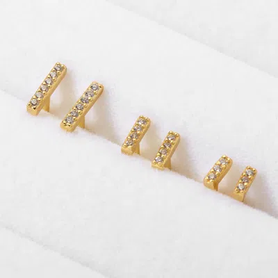 Evesaddiction Cz Bar Earring Set In Gold