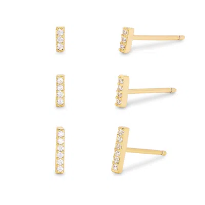 Evesaddiction Cz Bar Earring Set In Gold