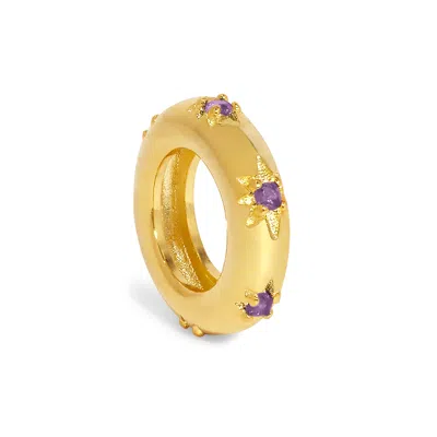 Evesaddiction Starburst Birthstone Eternity Charm - Gold / February In Gold