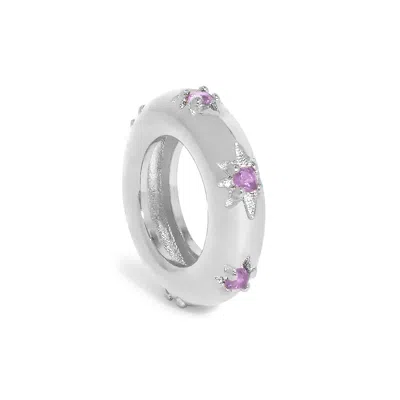 Evesaddiction Starburst Birthstone Eternity Charm - Silver / February In Metallic