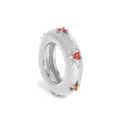 Evesaddiction Starburst Birthstone Eternity Charm - Silver / January In Metallic