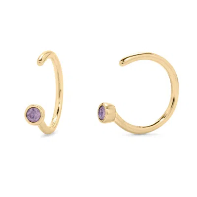 Evesaddiction Custom Birthstone Bezel Set Cuff Earrings In Gold
