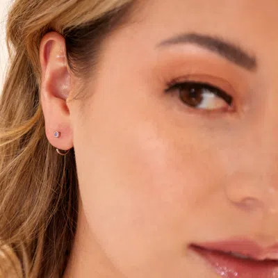 Evesaddiction Custom Birthstone Bezel Set Cuff Earrings In Gold