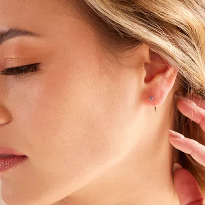 Evesaddiction Custom Birthstone Bezel Set Cuff Earrings In Gold