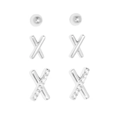 Evesaddiction Cz X And Ball Earring Set In Yellow