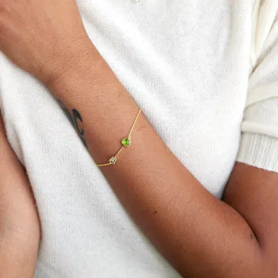 Evesaddiction Custom Heart Birthstone Arrow Bracelet In Yellow