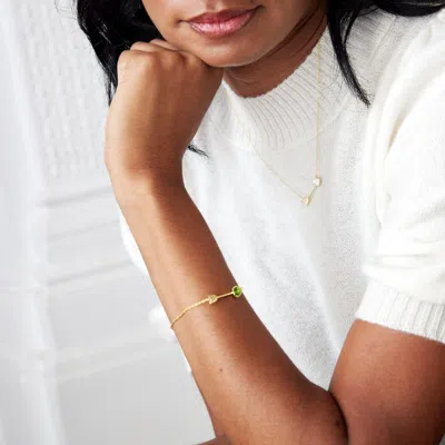 Evesaddiction Custom Heart Birthstone Arrow Bracelet In Yellow